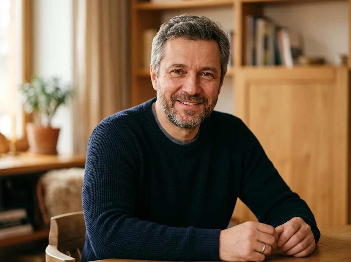Аватар пожилого мужчины, Сергей К., 45 лет, нейтральный тёплый фон
